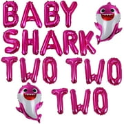 Pink Baby Shark Two Two Two Balloons Banner for Girl 2nd Birthday Decorations Cute Baby Shark Themed Party