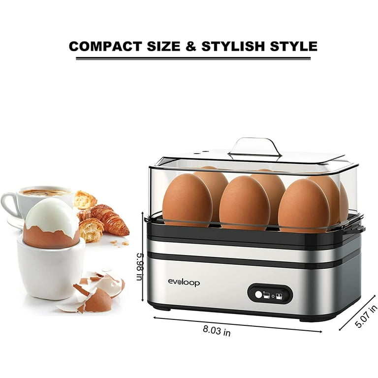  Evoloop Rapid Egg Cooker Electric 6 Eggs Capacity, Soft,  Medium, Hard Boiled, Poacher, Omelet Maker Egg Poacher With Auto Shut-Off,  BPA Free: Home & Kitchen