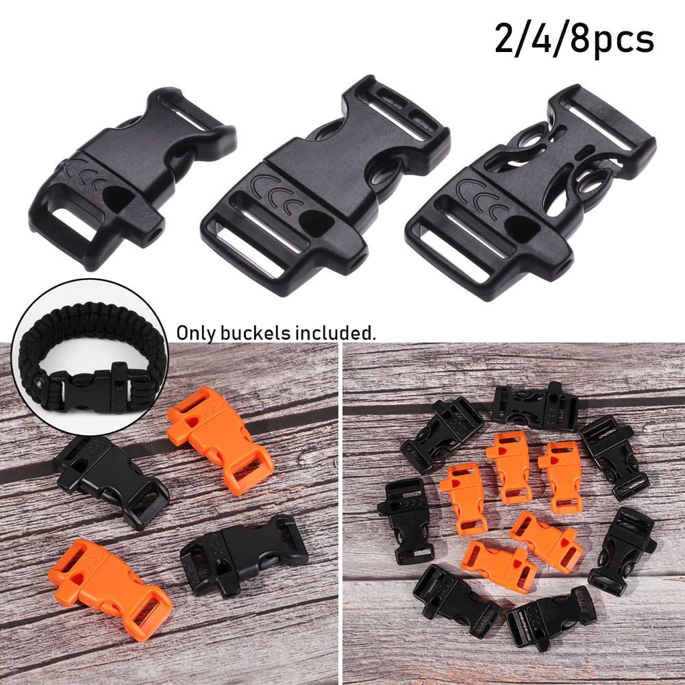 2/4/8pcs Plastic Outdoor Curved Emergency Tool Bag Parts Survival Whistle Buckles Side Release Buckle Bracelet Strap Paracord Accessories 4pcs Style 3