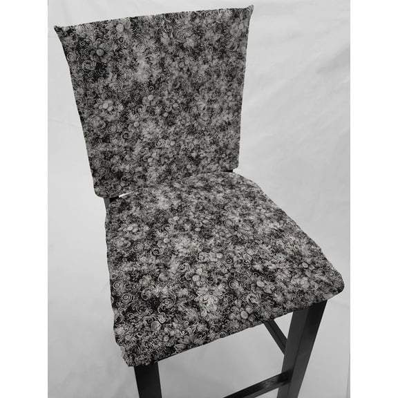 Floral Garden Dining Room Chair Back Covers or Seat Covers by Penny's Needful Things (Seat Cover Only) (Black & Gray)