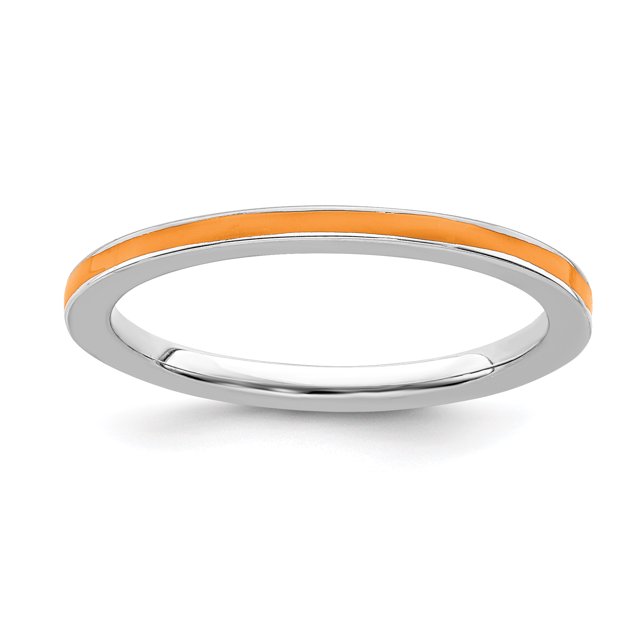925 Sterling Silver Orange 1.5mm Stackable Ring Ed