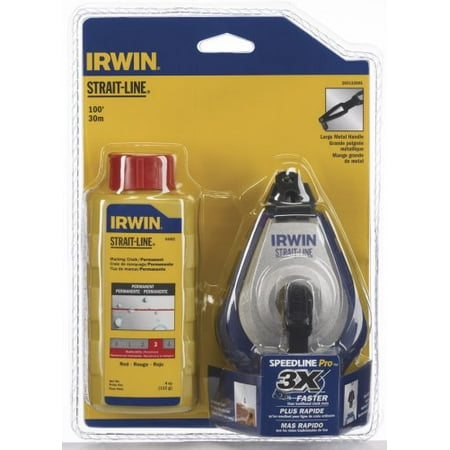 IRWIN 2031320DS SPEEDLINE PRO 100' CHALK REEL + 4OZ CHALK RED