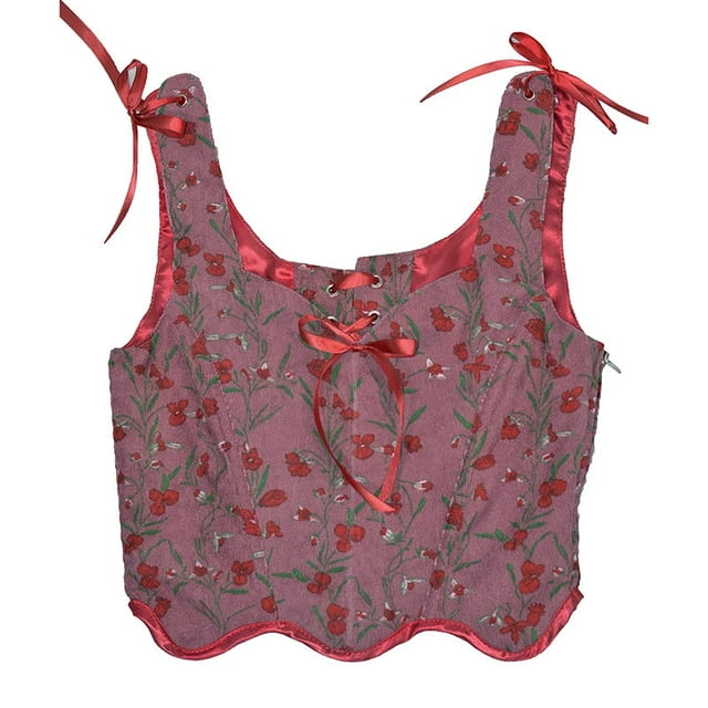 Hauts à Fleurs Mignons pour Femmes Corset Aguichant