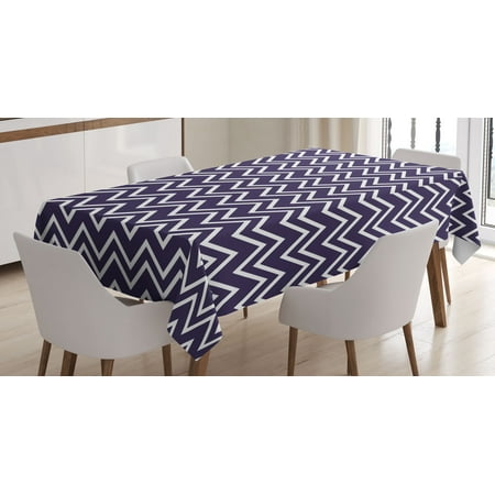 

Ambesonne Nautical Tablecloth Rectangular Table Cover Zig Zag Modern Pattern 52 x70 Dark Purple White