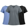 thumbnail image 6 of 3 Pack Blue Scrub Tops for Women Soft Stretch V-Neck Medical Scrub Top with Pockets 5XL, 6 of 6