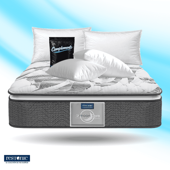 Colchón Individual MoonCare Antiácaros + 2 Almohadas Standar + Complemento