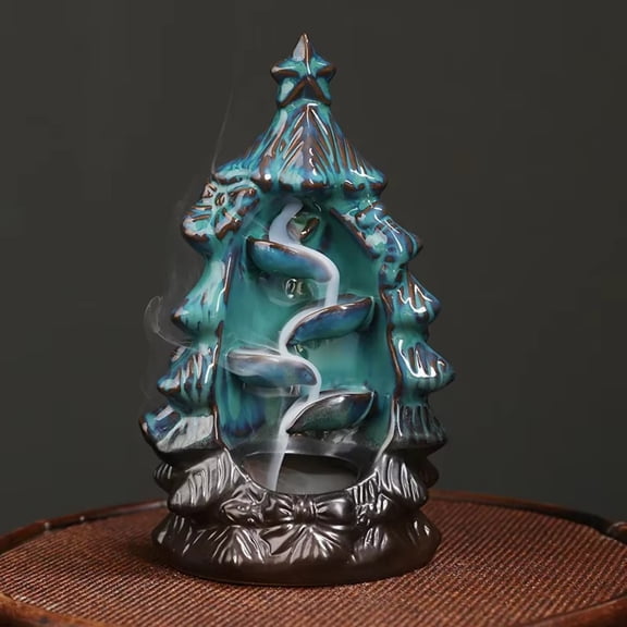 1pc Ceramic Christmas Tree Backflow Incense Burner, Aromatherapy for Spa, Yoga & Meditation, Home Decor (Without Incense)