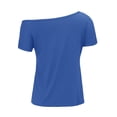 thumbnail image 4 of Tshirts Shirts for Women Fashion Breathable Off Shoulder Casual Loose Short Sleeve Tunics Womens Summer Tops Sky Blue M, 4 of 7