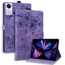 XYX Case for Xiaomi Redmi Pad SE 11.0 inch 2023 Released, Cherry Blossom Cat PU Leather Folio Stand Magnetic Shockproof Protective Cover (Purple)