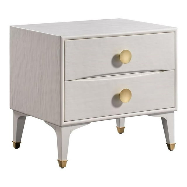 TOV Furniture Divine 23"H Transitional Wood Nightstand in White/Brass