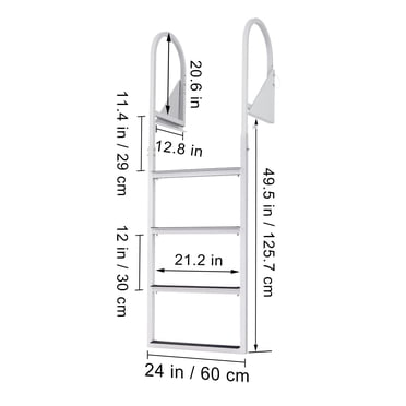 4-Step Aluminum Dock Ladder – Height Adjustable 55.1 To 67.1 Inches, 350 Lb Capacity
