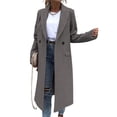 thumbnail image 2 of Abrigo de Lana de Invierno para Mujer, Estilo Informal, con Solapa y Botonadura Sencilla. Gris L, 2 of 10