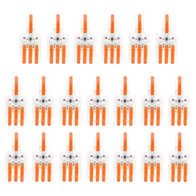 20 conectores de cable SPL, 1 entrada, 3 salidas, divisor de presión, bloque de terminales de conductor tipo T (naranja)