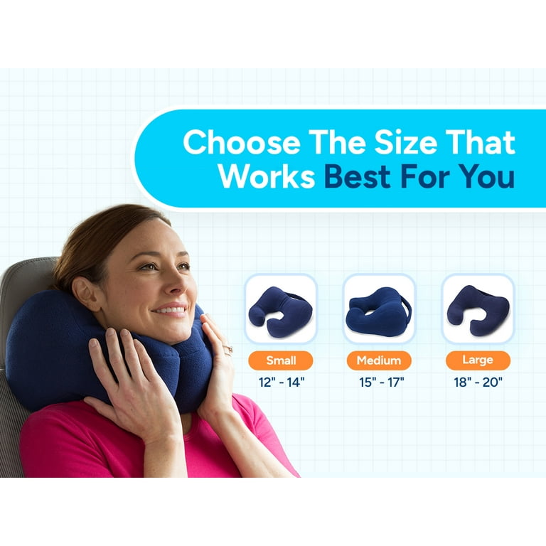 Sunny Bay Sunshine Pillows Ergonomic Travel Pillow Cervical Neck Support Airplane Bus Train Car Recliner Sofa Chair Cushion Small Navy Blue
