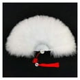 thumbnail image 3 of Hand Fan Colorful Fluff Feather Fan Wedding Folding Dance Fans Party Catwalk Props, 3 of 6