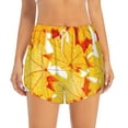 thumbnail image 2 of Rateoe Autumn Maple Leaves Printed 2 in 1 Women's Workout Shorts for Athletic Gym Running Shorts with Phone Pockets-XX-Large, 2 of 7