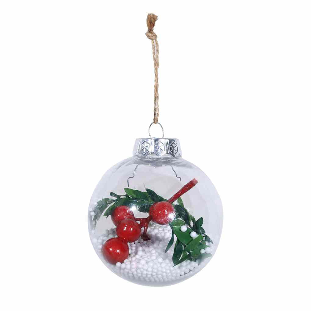 Xmas Clear PET Plastic Balls Open Bauble Ornament DIY Christmas Tree Pendant 