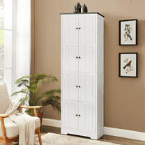 HSUNNS Tall Storage Cabinet, 72 Inches Tall White MDF Entryway Storage Cabinet with 8 Doors and 4 Shelves, Living Room, Kitchen, Office, Bedroom, Bathroom