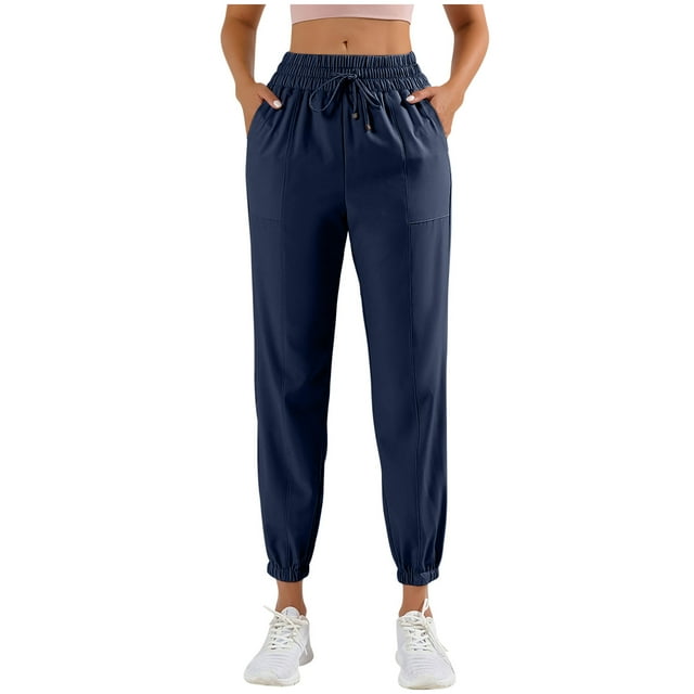 AherBiu Joggers pour Femmes Taille Haute Légers Pantalons de Randonnée d'Entraînement Athlétiques de Sport avec Poches