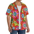 thumbnail image 4 of KLL Vector Mexican Otomi Style Bright Print Men's Shirt Short Sleeve Button Down Summer Cuba Beach Shirts- Small, 4 of 7