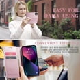 thumbnail image 4 of Leather Case for iPhone 15 Card Slot Folio Flip Wallet Case for iPhone 15 Premium PU Magnetic Kickstand Cover Soft TPU Inner Case Pink, 4 of 14