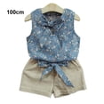 thumbnail image 3 of Jumpingount Conjunto de 2 piezas para niños, chaleco para bebé, pantalones cortos, ropa para niños, ropa de verano para niñas conjuntos de ropa Azul claro 100cm Jumpingount  AP002978-02, 3 of 6