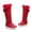 Red, variant on Tejiojio Clearance Women Boots Metal Buckle Thick Fleece Slip-on Platform Mid-heel Solid Color Winter Warm Knee High Snow Boots