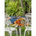 thumbnail image 2 of Outdoor Tablecloth with Umbrella Hole and Zipper, Thanksgiving Round Table Cloth 54 Inch Waterproof Tablecloth, Fall Turkey Pumpkin Maple Leaf Black Plaid Picnic Table Cover for Patio Camping, 2 of 7