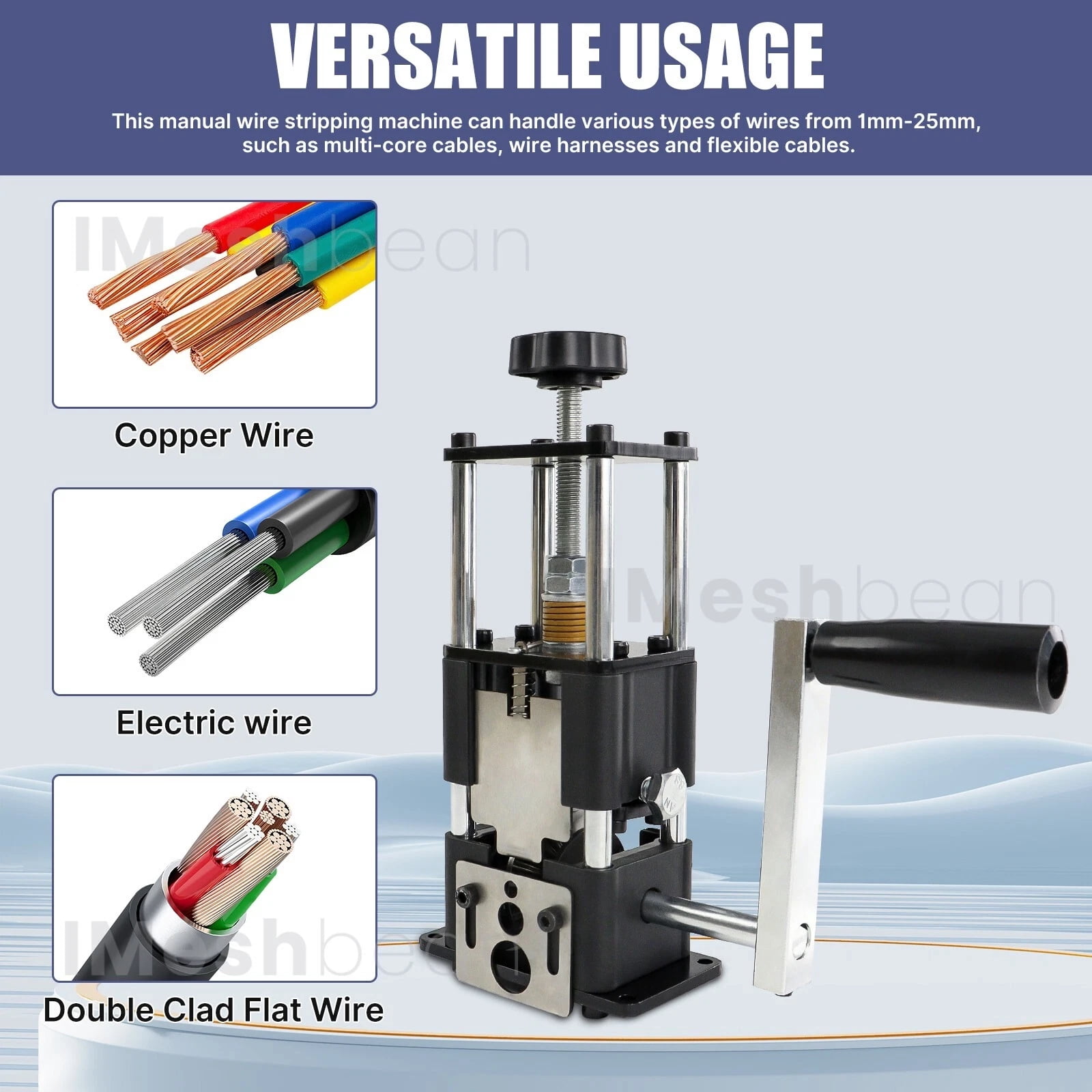 iMeshbean Electric & Manual Wire Stripping Machine Hand Crank Cable Cutter Copper Peeling Stripper