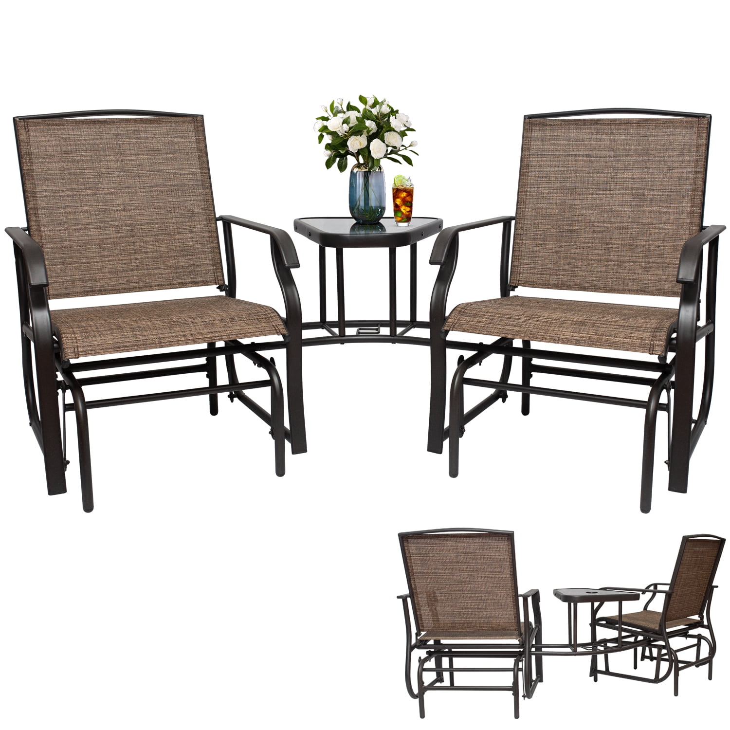 patio double glider with table
