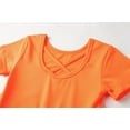 thumbnail image 2 of LittleSpring Toddler Girls Short Sleeve Dress Skater Twirly Stretch Backless Dress Kneelength Silk Like Solid Orange 2T, 2 of 7