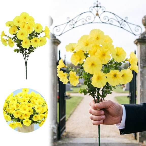Gytml Artificial Cemetery Flowers, Uv Resistant Silk Memorial Bouquets, Fade-Resistant Grave Flowers For Headstone & Cemetery Decor(D-35cm)