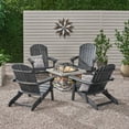 thumbnail image 2 of GDF Studio Kingston Outdoor Acacia Wood 5 Piece Adirondack Chair and Fire Pit Set, Dark Gray and Natural Stone, 2 of 13