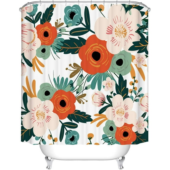 JOOCAR Plant Flower Garden Theme Digital Printing Waterproof Polyester Shower Curtain(72" x 72" inch)