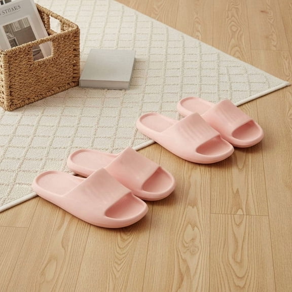 2-Pack Lightweight EVA Slippers for Women & Men, Soft Thick Sole Shower Slides, Non-Slip Comfortable Home Bathroom Sandals, Solid Color