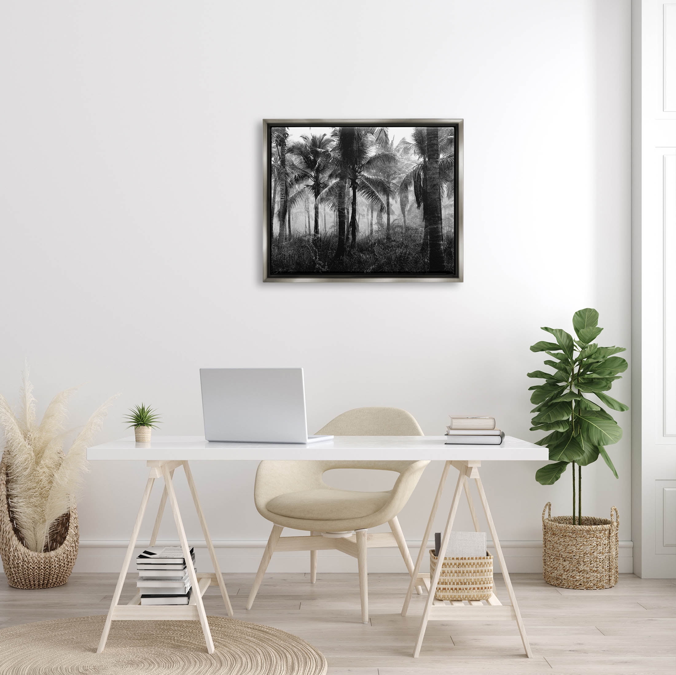 Stupell Industries Dense Tropical Palm Tree Forest Photograph Luster Gray Floating Framed Canvas Print Wall Art, Design by Kim Allen