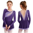 thumbnail image 1 of Miaeowve Robe de Patinage Artistique pour Filles Patinage à Roulettes Danse Ballet Justaucorps Robe Costume de Performance de Danse Violet 16, 1 of 7