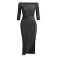 thumbnail image 5 of WNEGSTG Dresses for Women 2023 Bag Hip Slit OneNeck Dress Shiny Dinner, 5 of 7