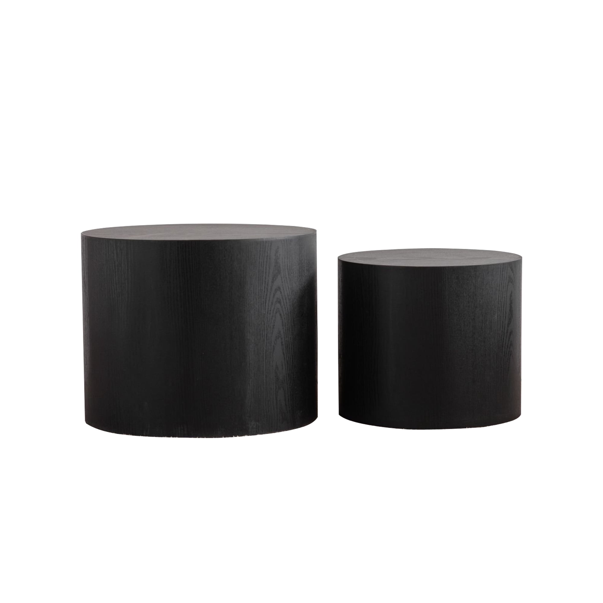 Leumius Nesting Coffee Table Set of 2, Round Wooden Coffee Tables Circle Modern Table, Accent End Side Table for Small Space Living Room Bedroom Black
