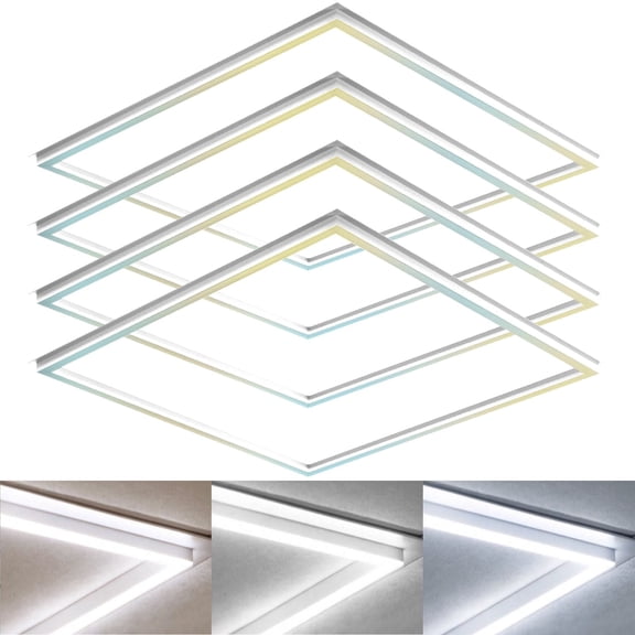 Luxrite 2x2 LED Panel Lights 3 Color Options 20W/30W/40W Switch Grid Drop Ceiling Lights 0-10V Dimmable 120-277V 4-Pack