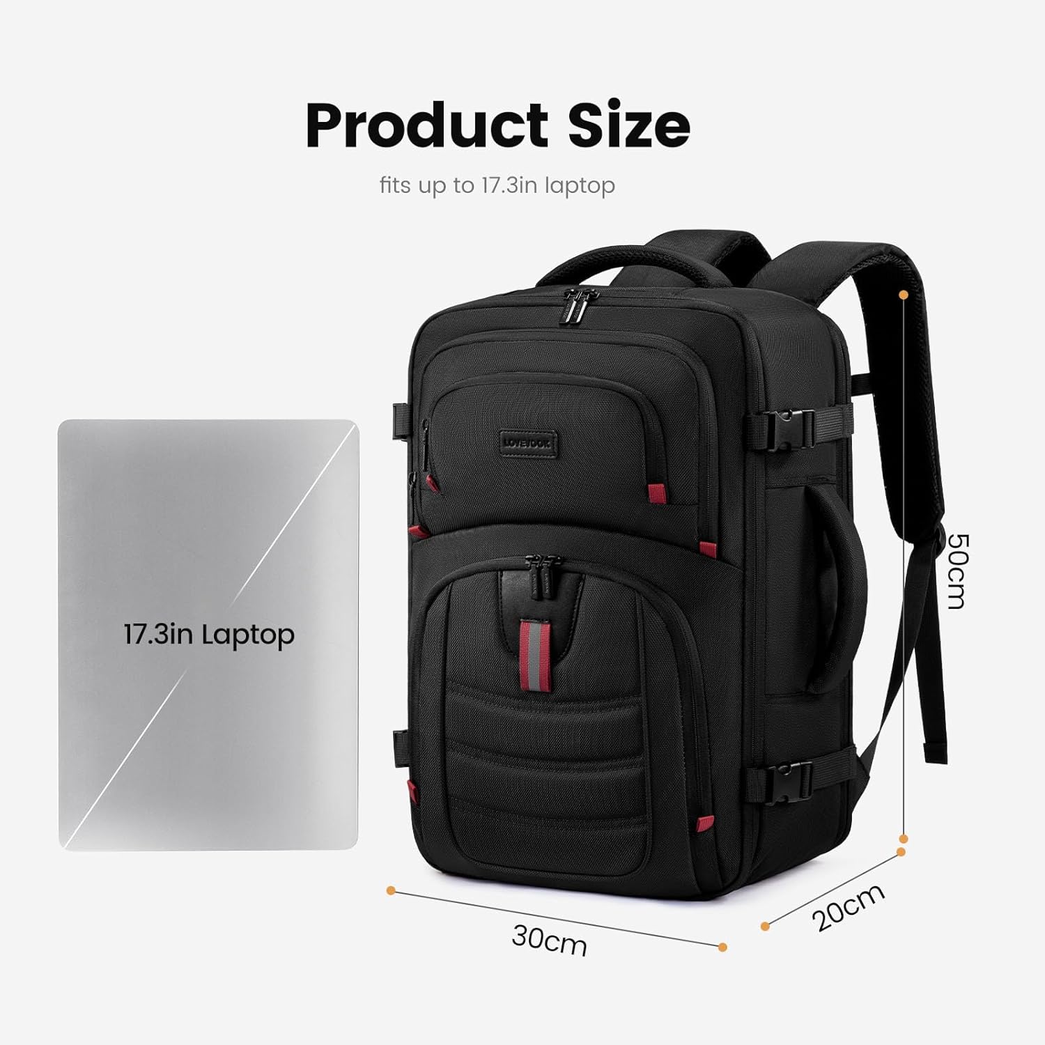 LOVEVOOK 40L Travel Backpack for Men, Airline Approved Carry On Luggage with 3 Packing Cubes, TSA Overnight Bags, Waterproof Personal Item Bag, Weekender Essentials Backpacks fits 17.3" Laptop