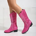 thumbnail image 6 of Splozh Womens Fashion Boots Knee High Western Cowboy Boots for Women Knee High Wide Calf Cowgirl Boots with Slip On Pointed Toe Heel Fashion Tall Boot for Ladies Fall Winter Hot Pink,US 8, 6 of 9