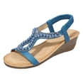 thumbnail image 1 of DAFEI Wedge Heel Ladies Rhinestone Shoes Fashionable Hollow Fish Mouth Stone Solid Color Casual Sandals, 1 of 7