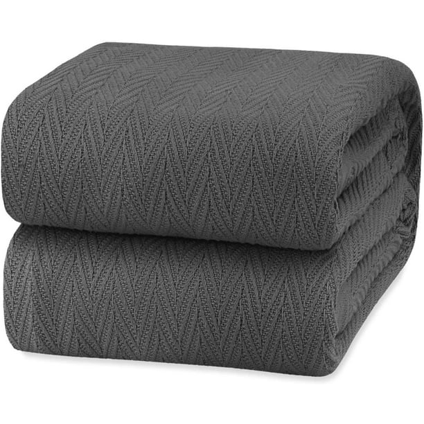 Luxury Thermal Cotton Blankets, King Size Dark Grey