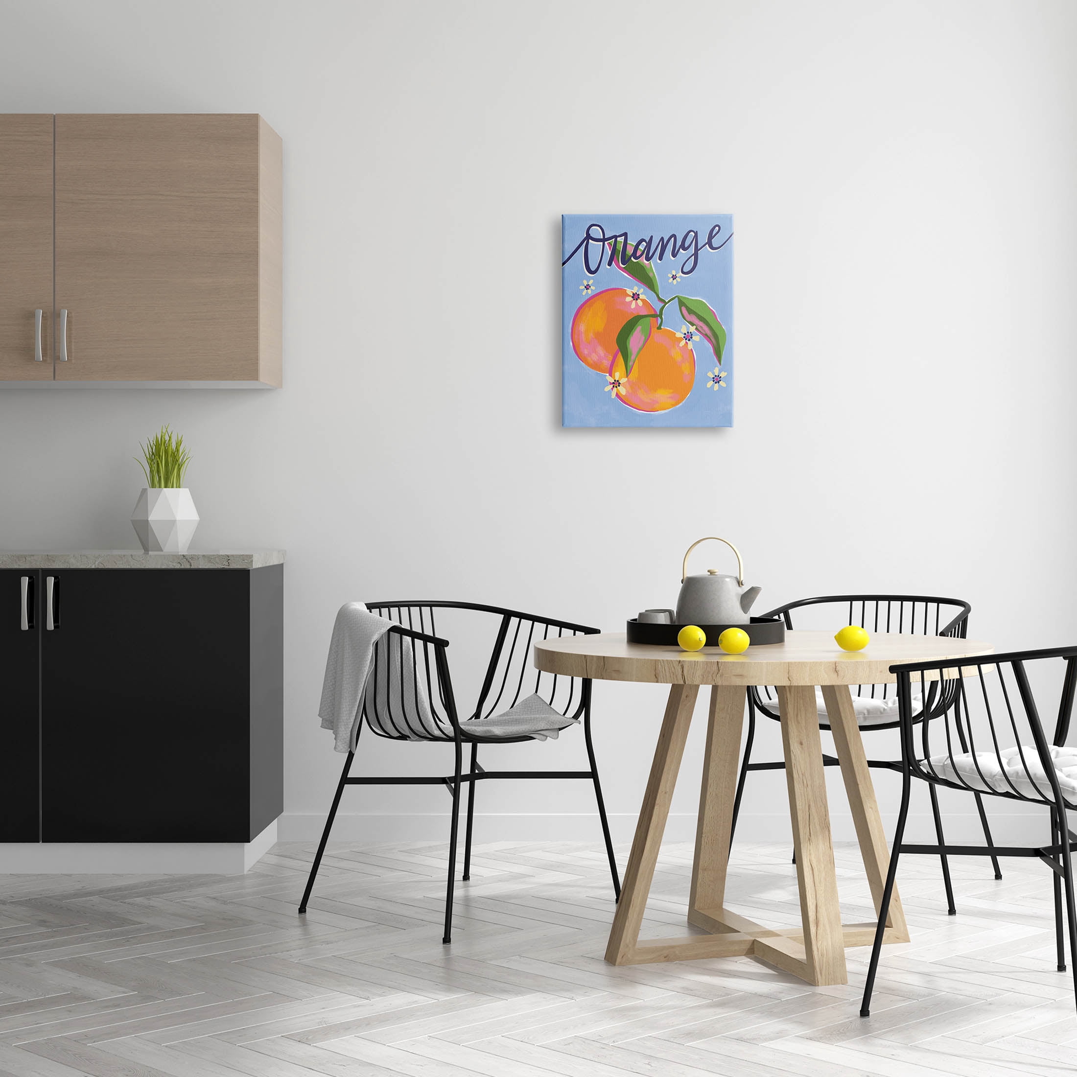 Orange Citrus Fruits Floral Pattern Food & Beverage Graphic Art Gallery Wrapped Canvas Print Wall Art