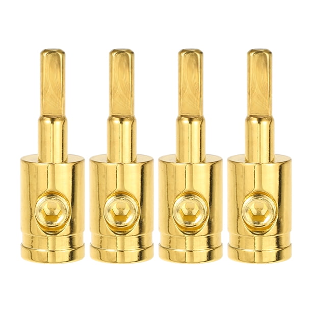 Reductor de entrada de amperios 4 Uds calibre 4 de cobre Audio estéreo para coche Pin AWG reductor de cable de tierra Tono dorado Unique Bargains