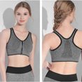 thumbnail image 4 of Sports Bra Padded Elasticity Bustier Yoga Bra Without Underwire Push Up Zip Front Sports Bra Strong Support Double Straps Big Breasts for Fitness Running Jogging Top(M), 4 of 5