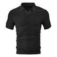 thumbnail image 6 of Domuza Men's Ribbed Polo Shirts Short Sleeve V Neck Slim Fit Polo T-Shirt Casual Summer Collared Golf Shirt Black 2XL, 6 of 6
