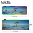 thumbnail image 3 of Large RGB Gaming Mouse Pad Led Glowing Mousepad Non-Slip Rubber Base 13 Light Modes 31.5x11.8 Tree on Sea, 3 of 6