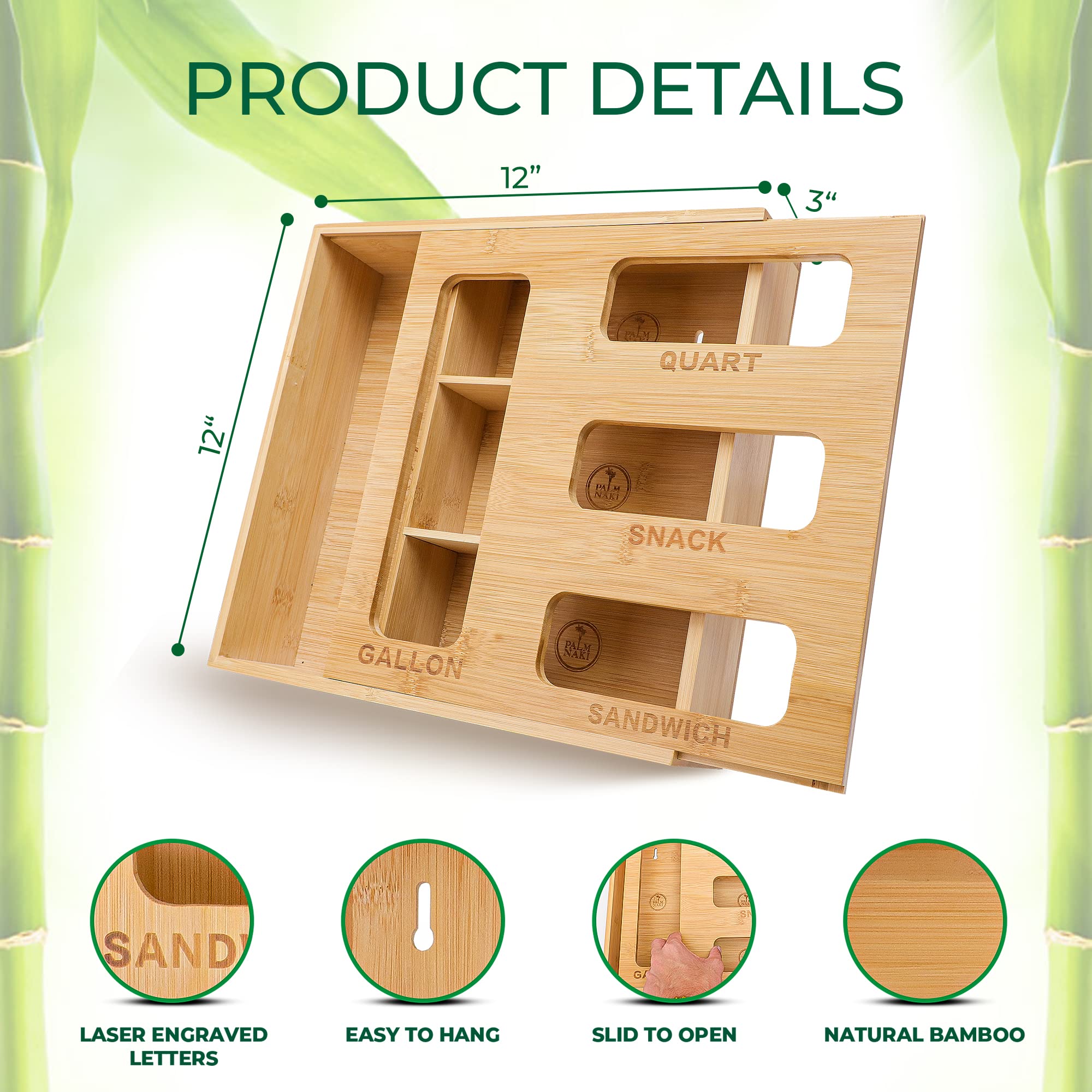 Mantis Hut Bags and Ziplock Bamboo Organizer with Labels